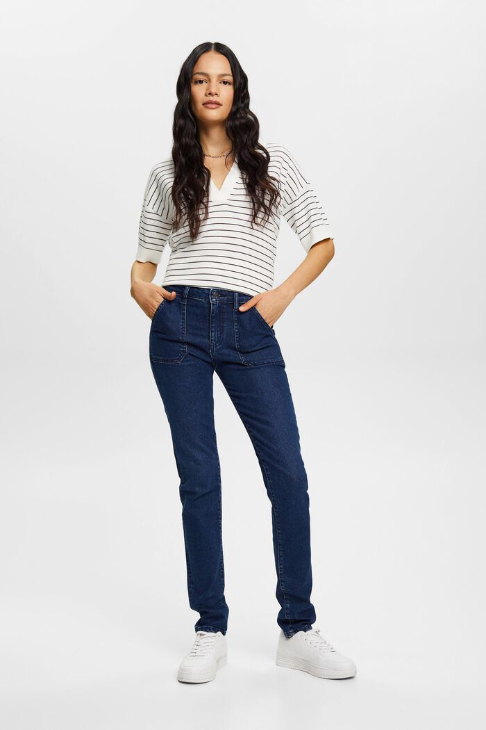 Slim-Fit-Jeans mit mittlerer Bundhöhe, BLUE DARK WASHED, detail image number 5