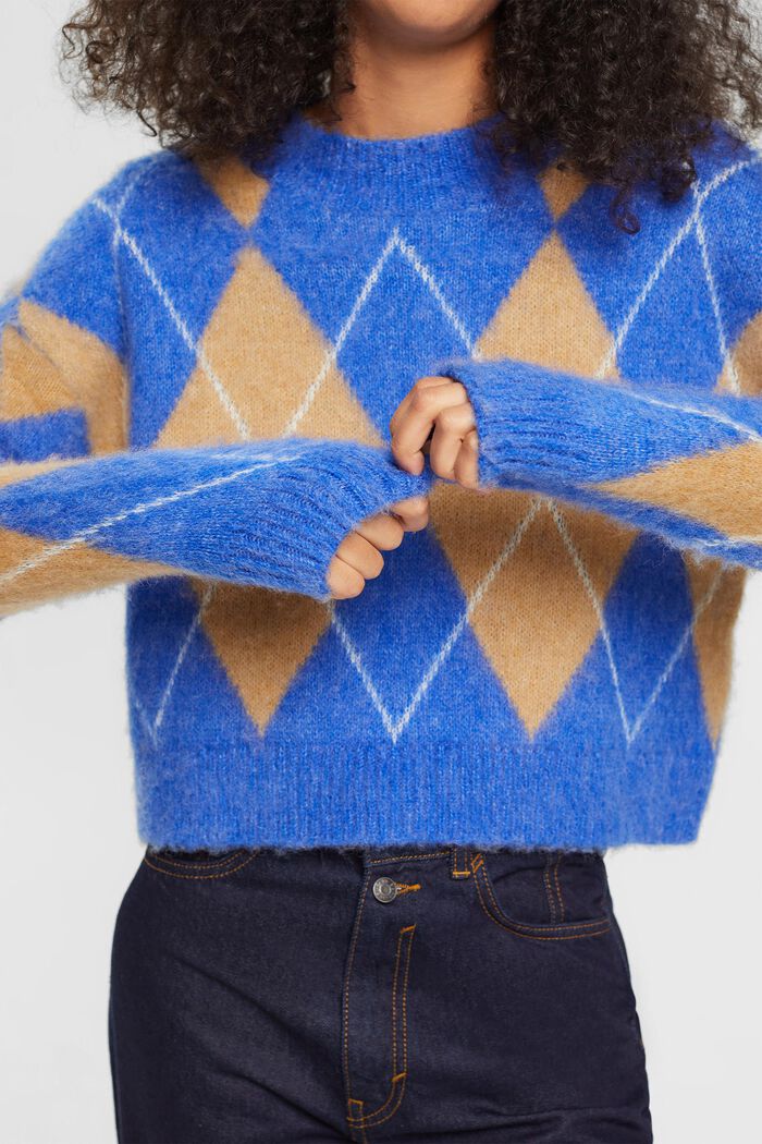 Pullover aus Wollmix mit Argyle-Muster, BRIGHT BLUE, detail image number 3