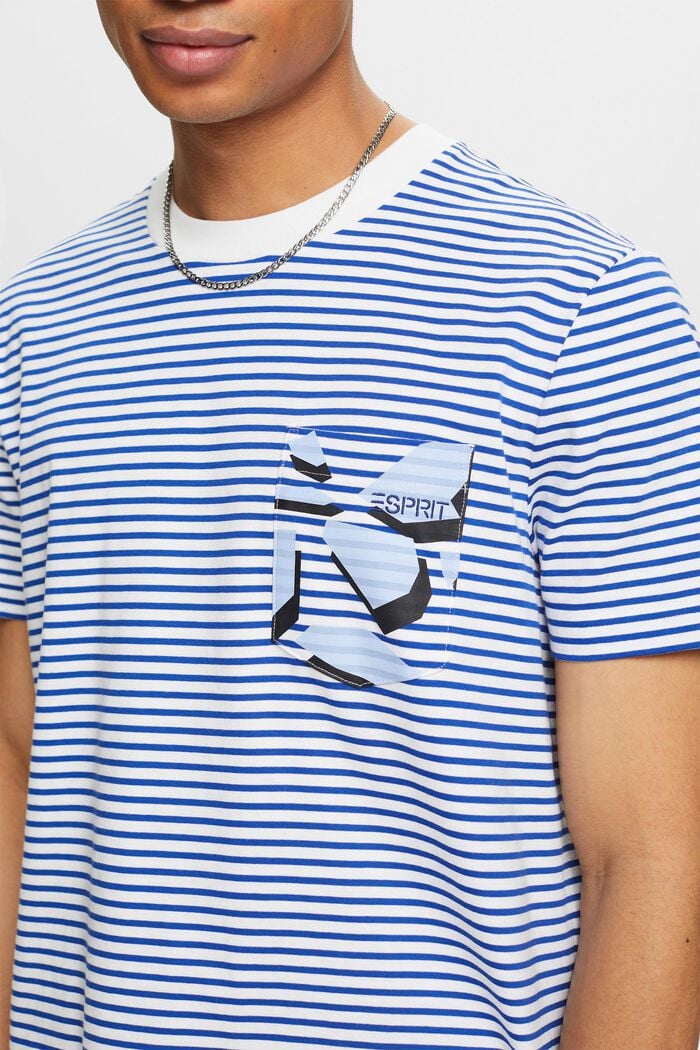 Gestreiftes T-Shirt aus Baumwolljersey, BRIGHT BLUE, detail image number 3