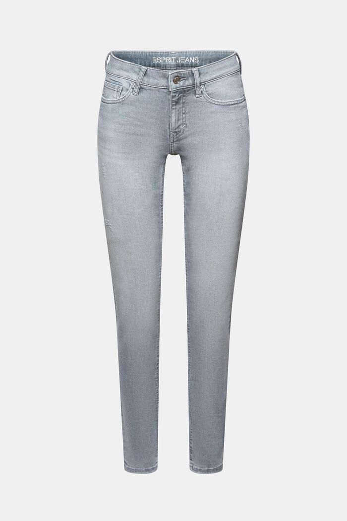 Schmale Jeans mit mittlerer Bundhöhe, GREY LIGHT WASHED, detail image number 7