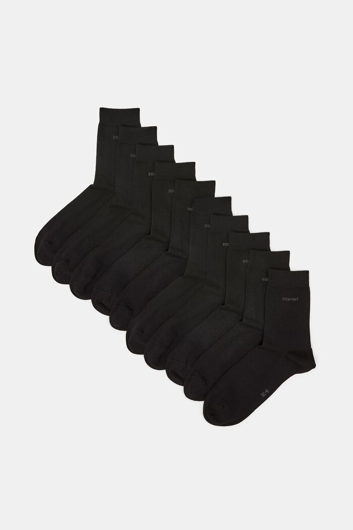 10er-Pack unifarbene Socken, Bio-Baumwolle, BLACK, detail image number 0