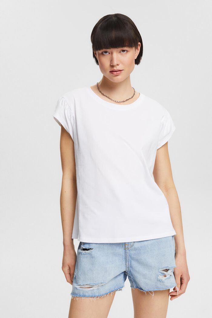 Women T-Shirts & Langarmshirts | T-Shirt mit gerafften Schultern - IV46137