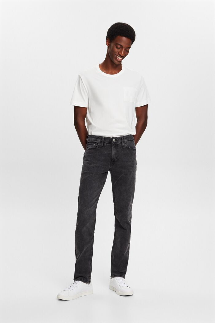 Jeans mit mittlerer Bundhöhe und schmaler Passform, BLACK MEDIUM WASHED, detail image number 5