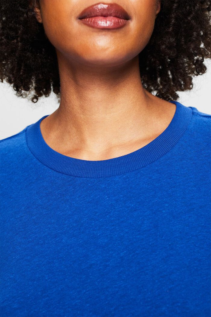 T-Shirt aus Baumwolle-Leinen-Mix, BRIGHT BLUE, detail image number 3