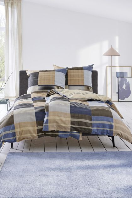 Renforcé-Bettwäsche aus Baumwolle mit Karomuster, BLUE, overview