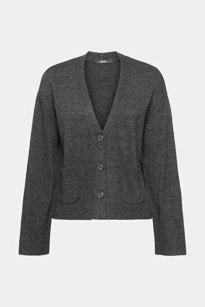 Cardigan aus Wollmix, LENZING™ ECOVERO™, ANTHRACITE, overview