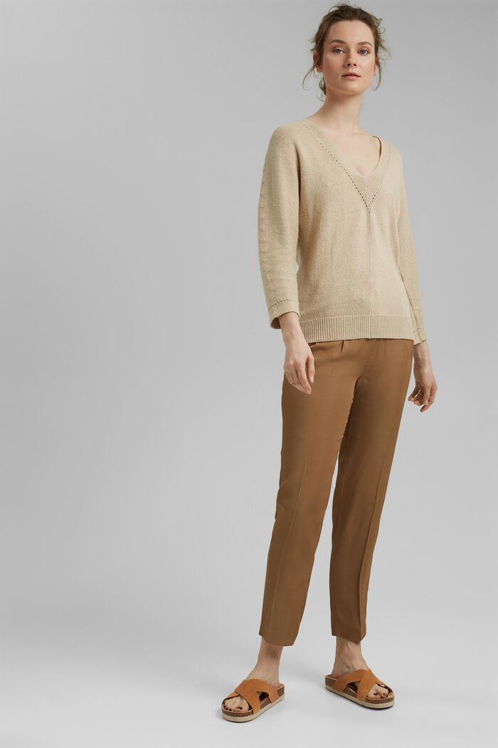 V-Neck-Pullover mit Organic Cotton, DUSTY NUDE, detail image number 6