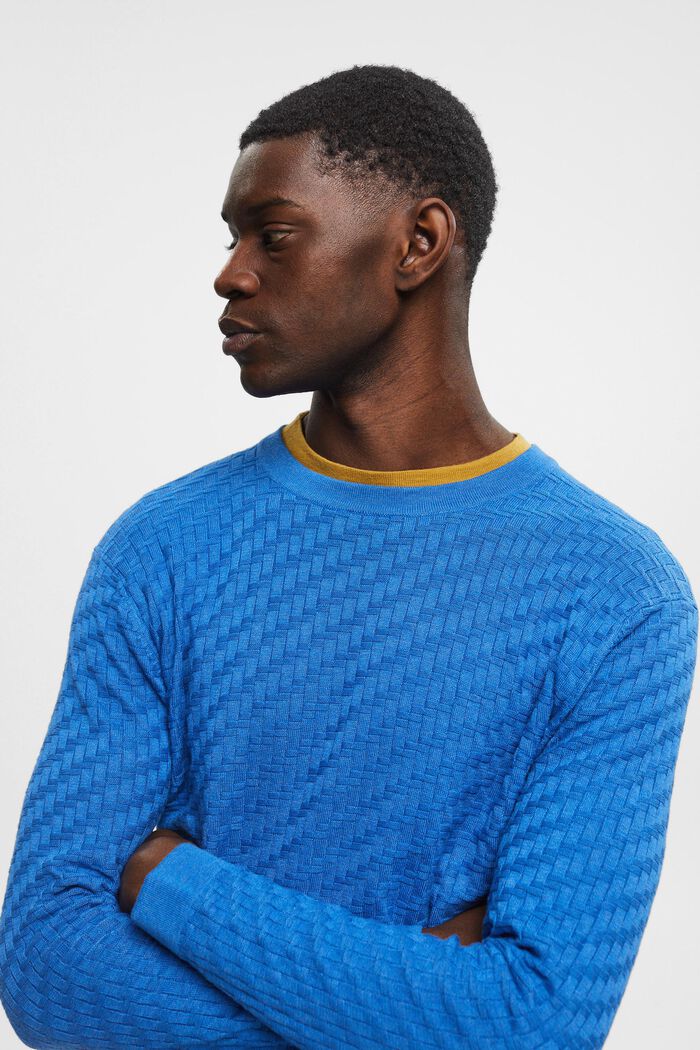 Texturierter Pullover mit Rundhalsausschnitt, BLUE, detail image number 4
