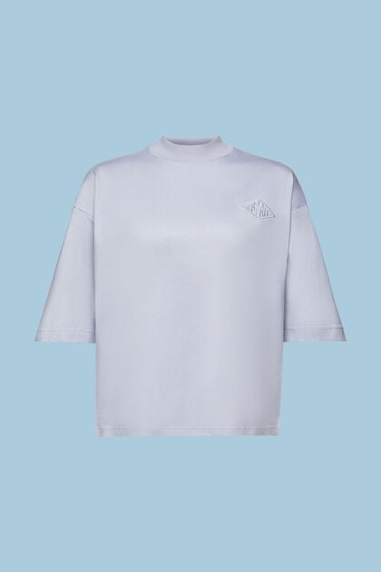 Baumwoll-T-Shirt mit Logo und Stehkragen
