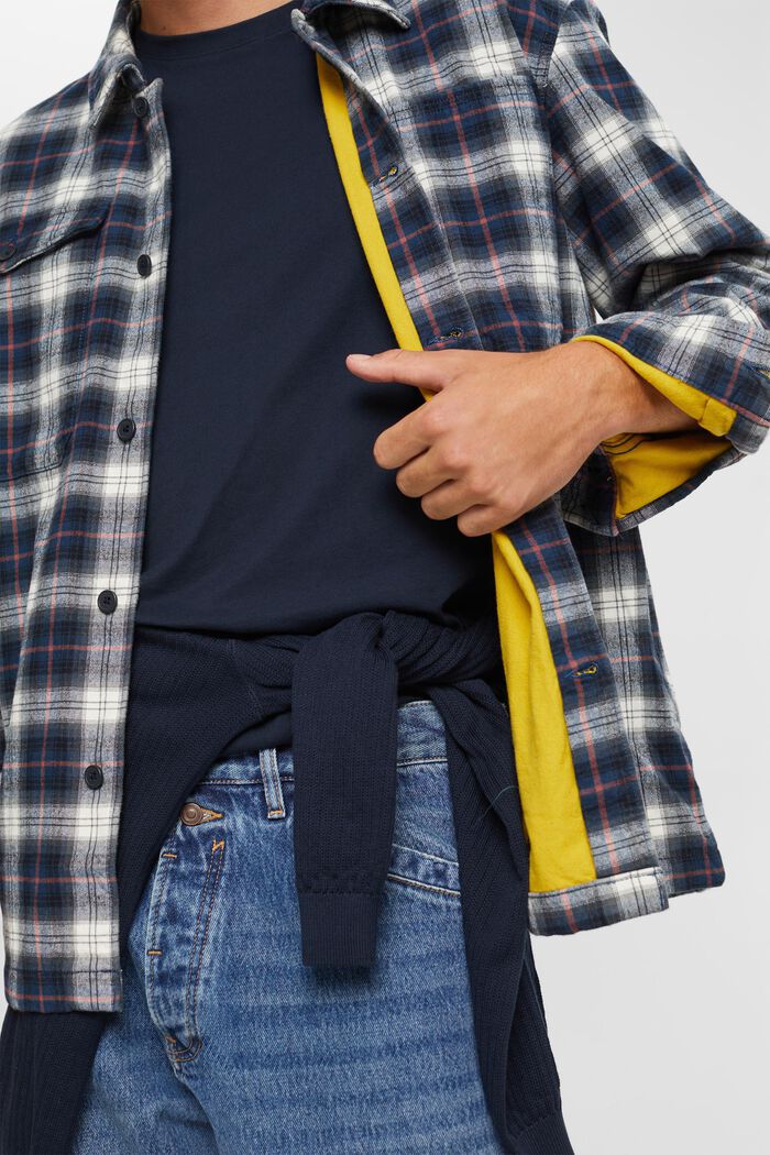 Kariertes Oversize-Hemd aus reiner Baumwolle, PETROL BLUE, detail image number 4
