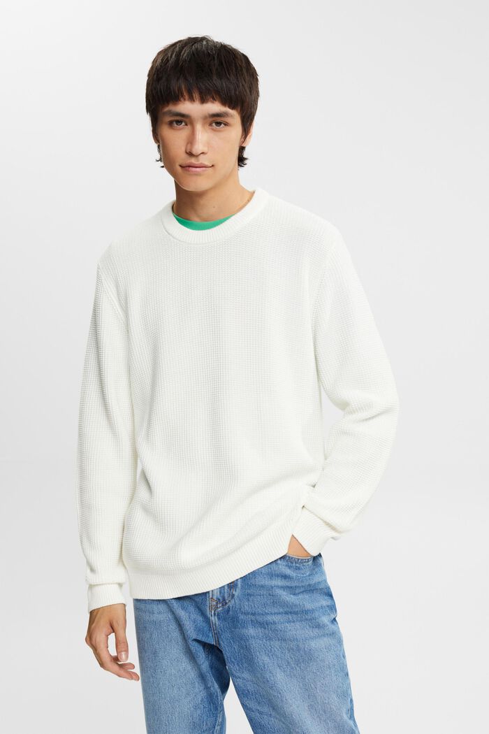 Sweater aus 100% Baunwollen, OFF WHITE, detail image number 0
