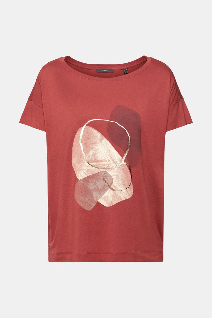 T-Shirt mit Metallic Print, LENZING™ ECOVERO™