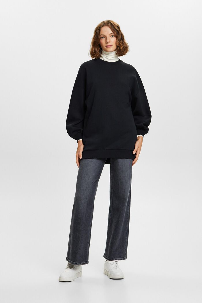 Fleece-Sweatshirt mit Rundhalsausschnitt, BLACK, detail image number 0