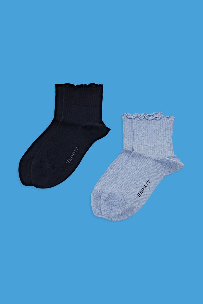 2er-Pack Socken mit Rüschenbündchen, Bio-Baumwolle, NAVY/BLUE, detail image number 0