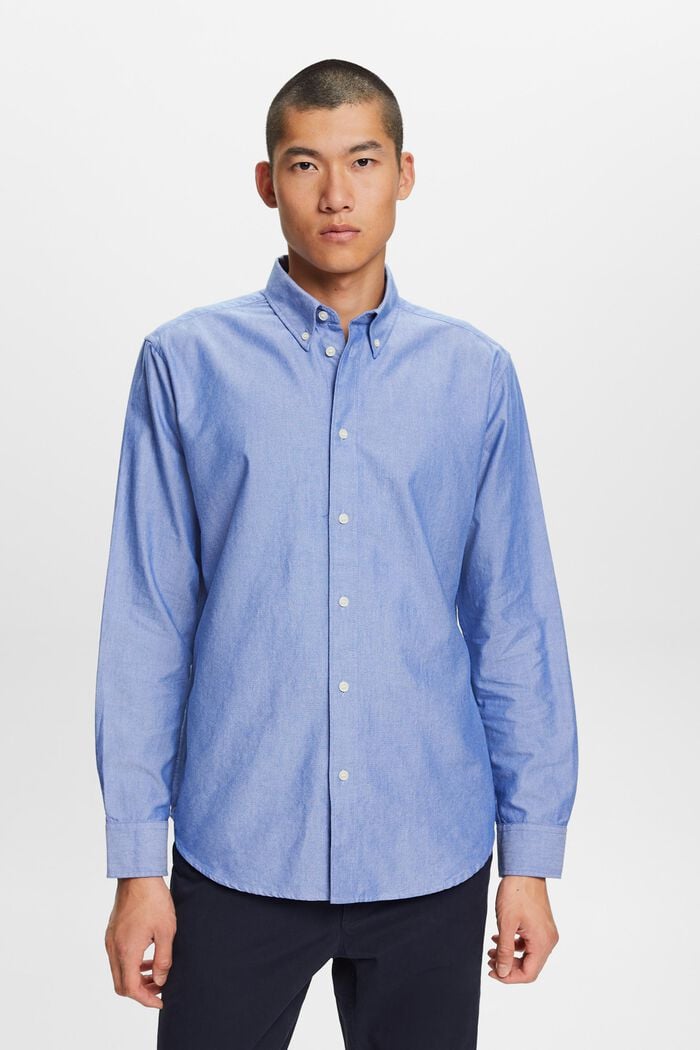 Button-Down-Hemd aus Baumwollpopeline, BRIGHT BLUE, detail image number 0