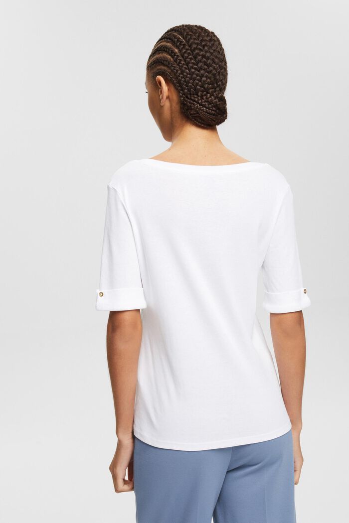 T-Shirt aus Bio-Baumwolle mit umgeschlagenem Ärmel, WHITE, detail image number 3