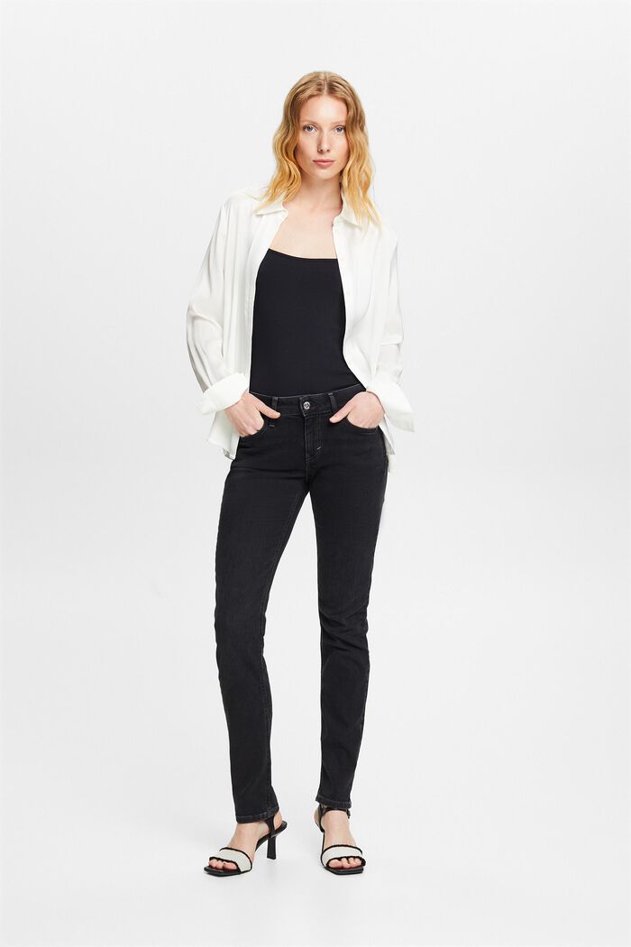 Schmale Jeans mit mittlerer Bundhöhe, BLACK RINSE, detail image number 1