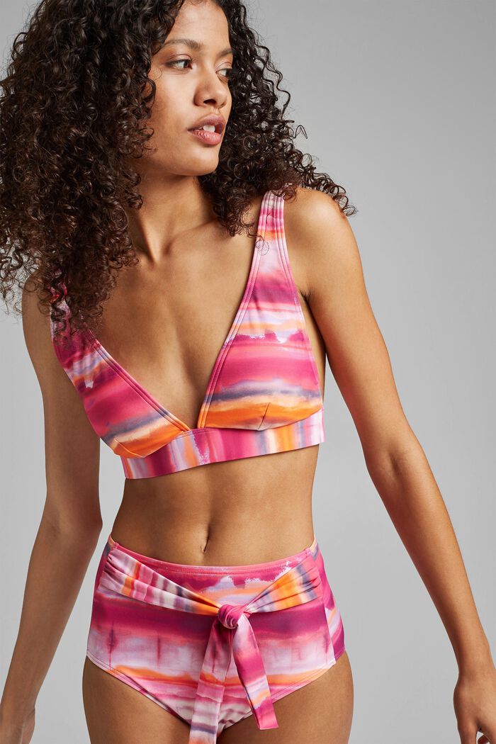 Women Bikini-Oberteile | Recycelt: wattiertes Top mit Batik-Print - QH55512