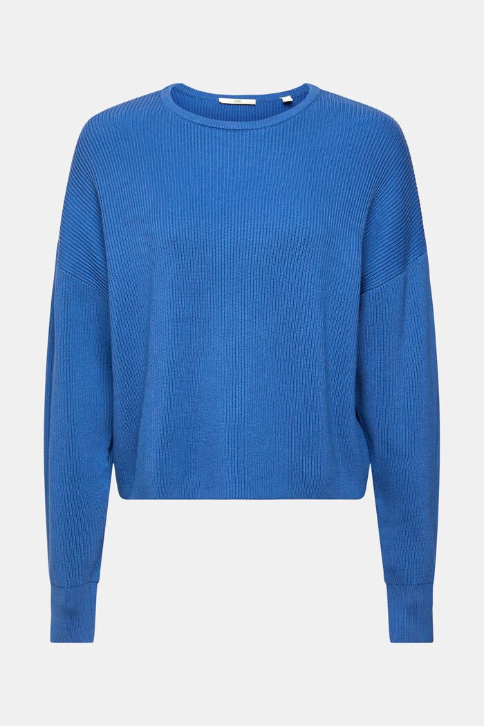 Pullover mit Streifenmuster, 100% Baumwolle, BLUE, overview