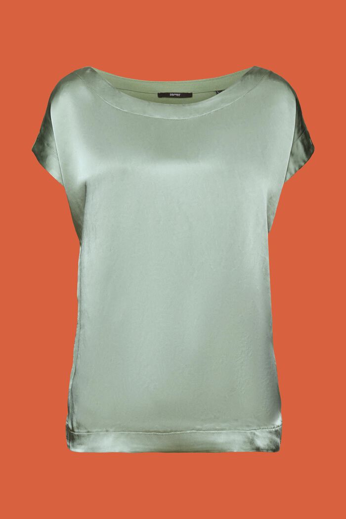 T-Shirt aus Materialmix, LENZING™ ECOVERO™, PALE KHAKI, detail image number 6
