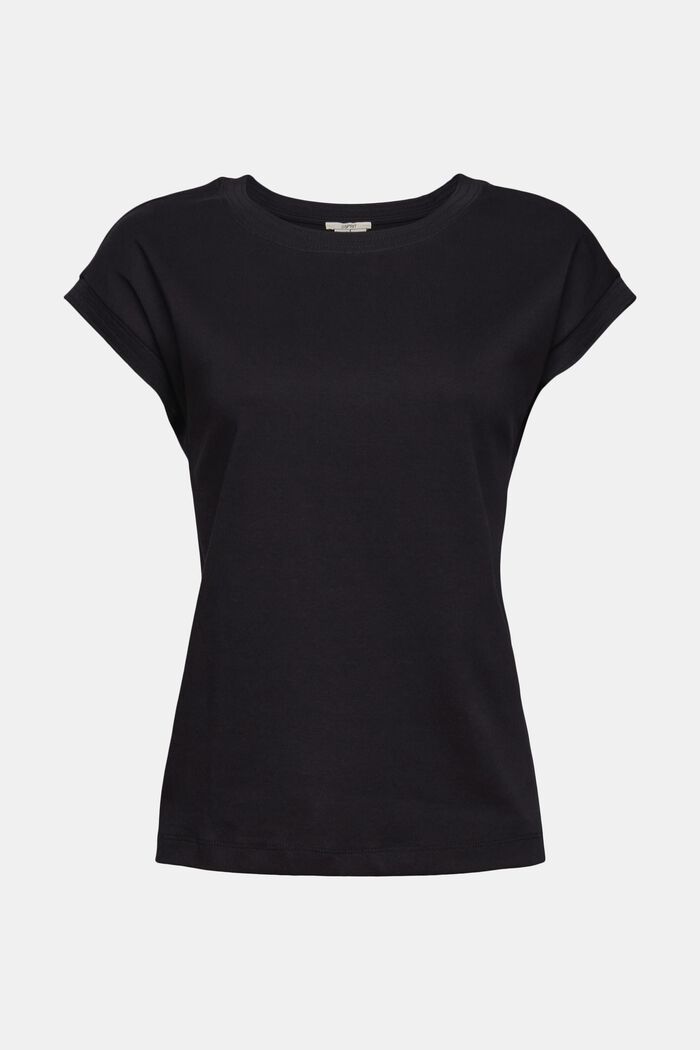 Unifarbenes Jersey-T-Shirt, BLACK, overview