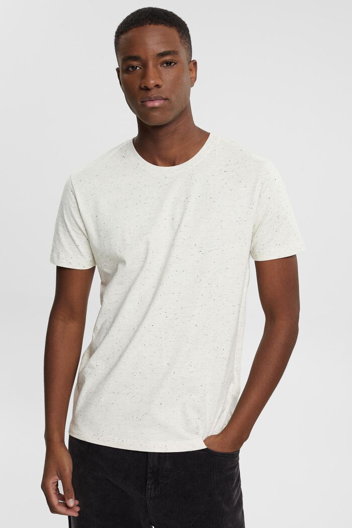 T-Shirt aus Jersey in Sprenkel-Optik, WHITE, detail image number 0
