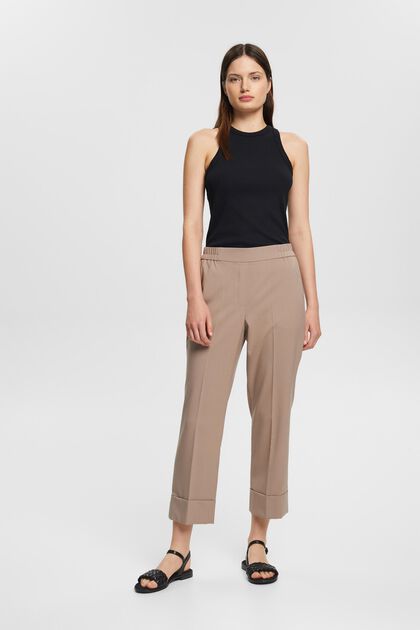 Mid-Rise-Pants im Cropped Fit, TAUPE, overview