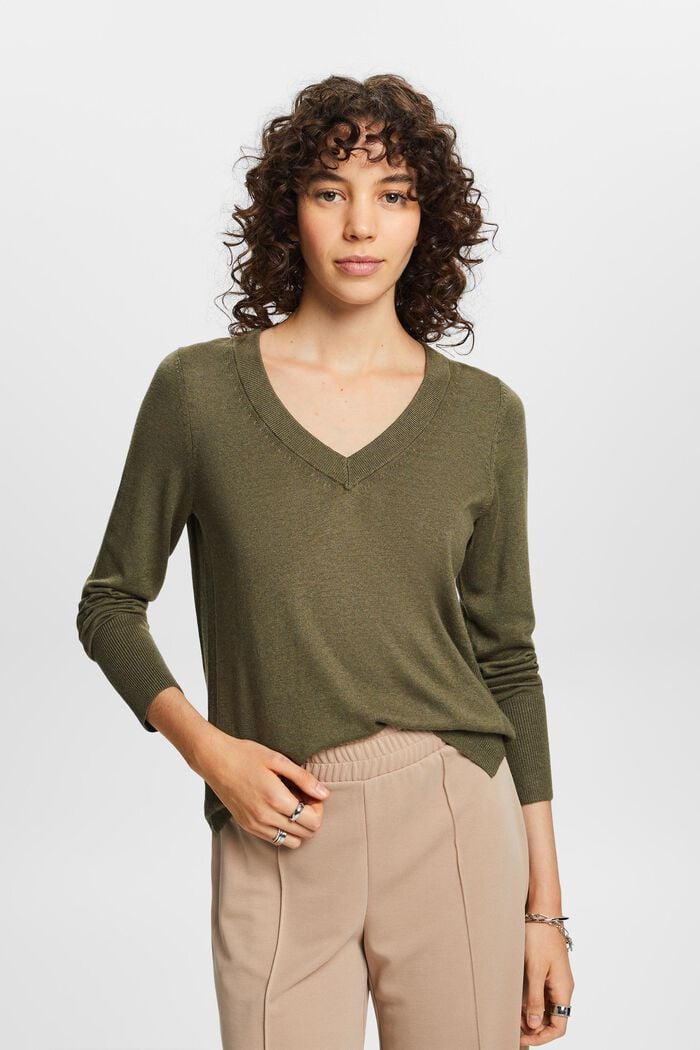 Sweaters, KHAKI GREEN, detail image number 0