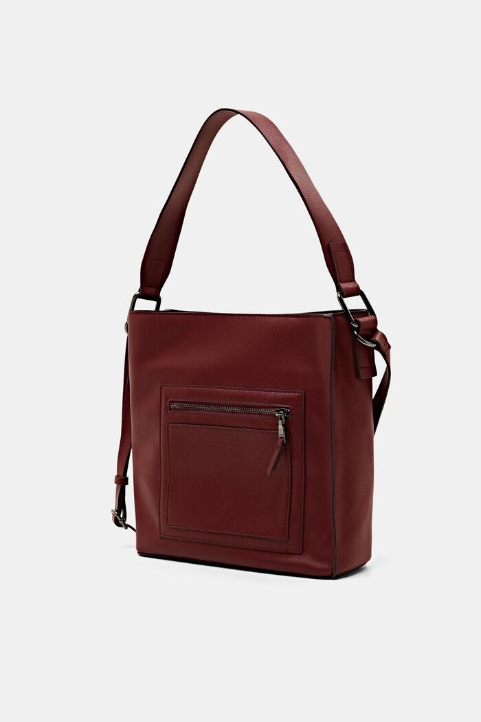 Hobo Bag in Leder-Optik, GARNET RED, detail image number 2