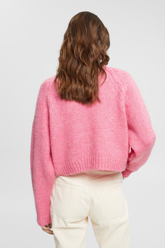 Cropped-Cardigan aus Wollmix, PINK, detail image number 3