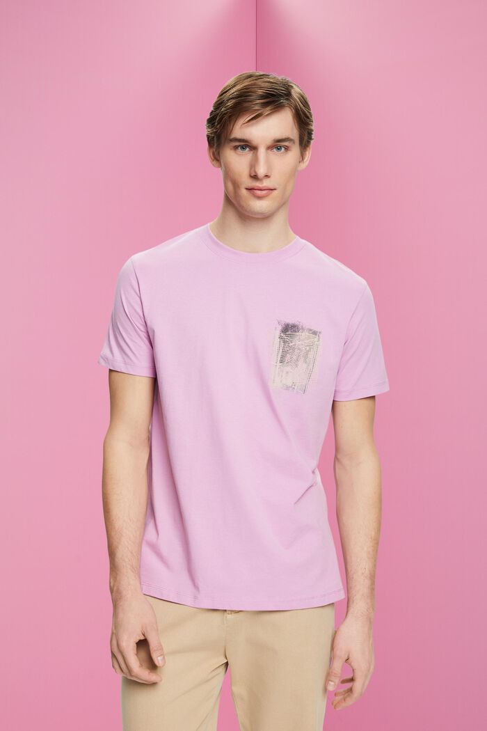 Print-T-Shirt aus nachhaltiger Baumwolle, LILAC, detail image number 0
