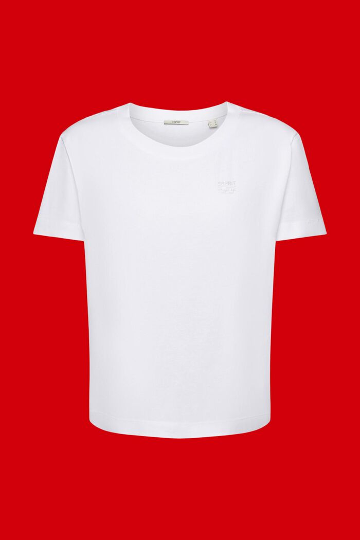 Baumwoll-T-Shirt mit Logo-Print, WHITE, detail image number 5