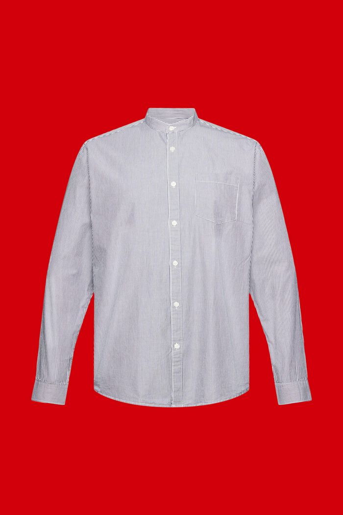 Baumwollhemd mit Nadelstreifen und Stehkragen, NAVY, detail image number 5