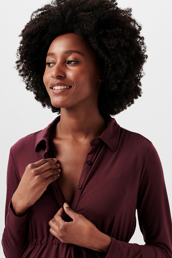 Langärmelige Jersey-Bluse, LENZING™ ECOVERO™, PLUM BROWN, detail image number 2