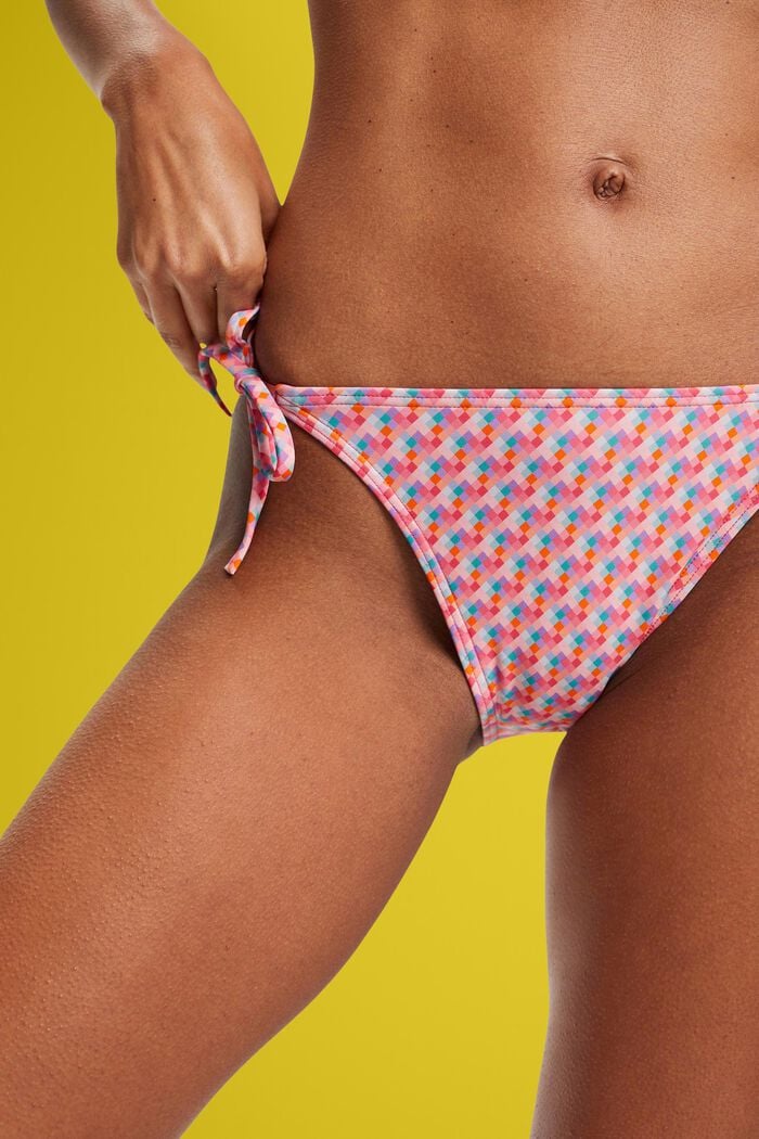 Mehrfarbige Bikinihose mit Bändern, PINK FUCHSIA, detail image number 1
