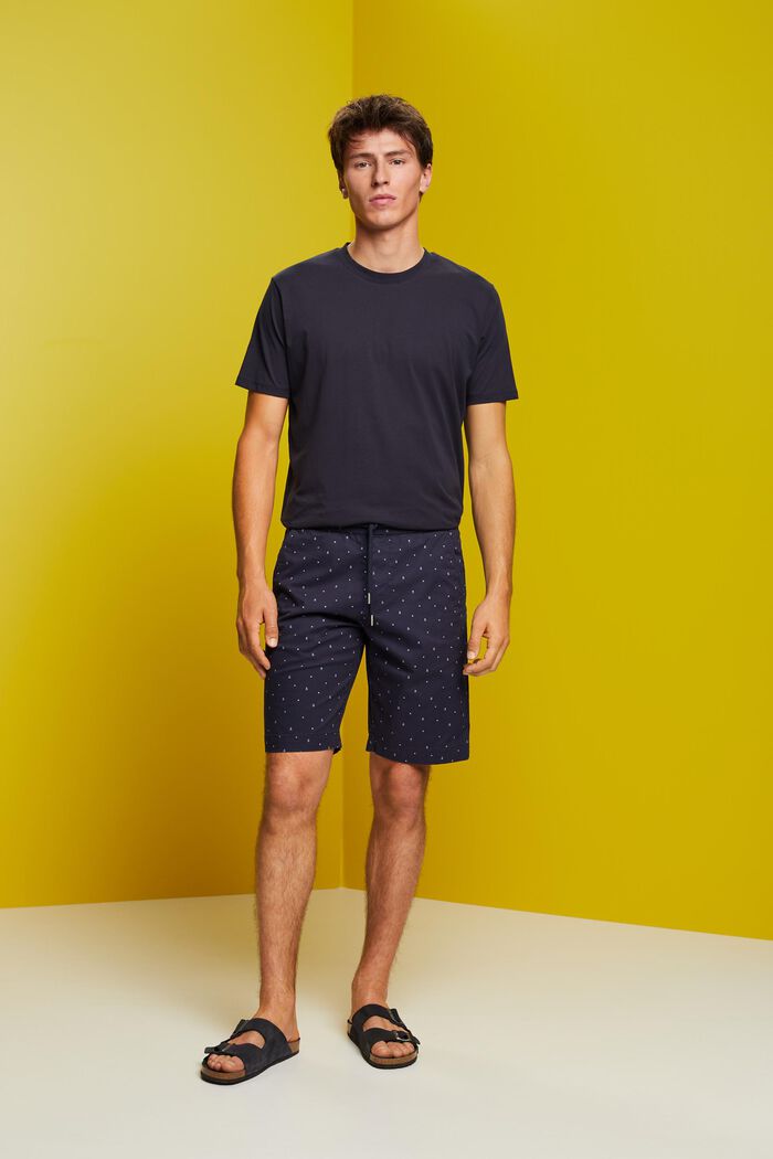 Gemusterte Pull-on-Shorts, Baumwollstretch, NAVY, detail image number 5