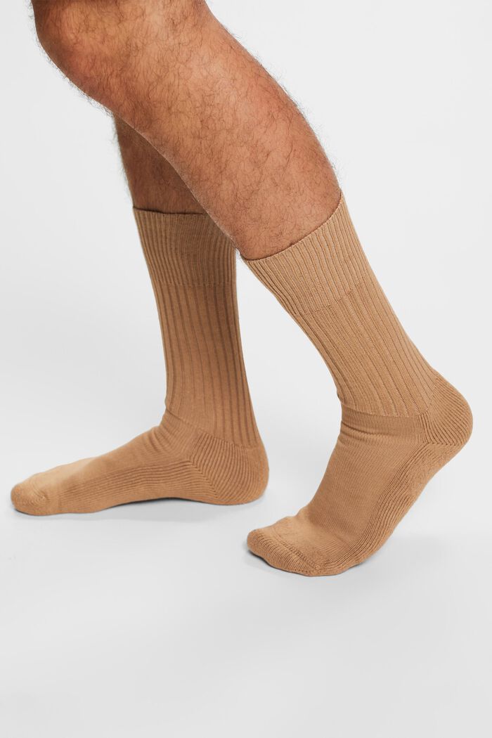 Socken aus grobem Rippstrick, CAMEL, detail image number 1