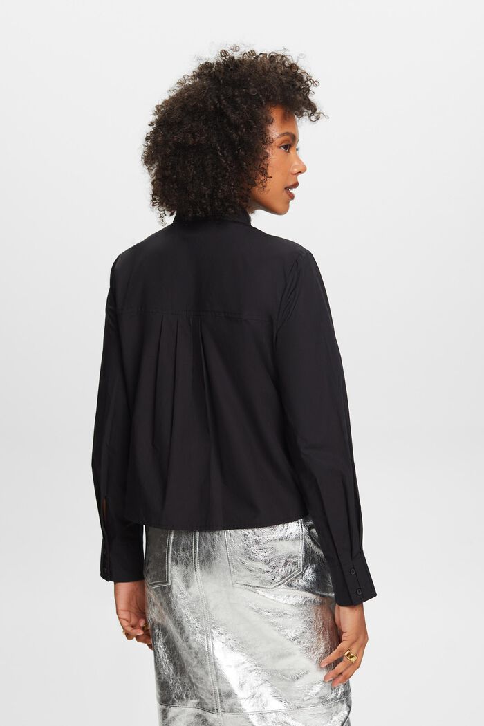 Cropped-Bluse aus Popeline, BLACK, detail image number 2