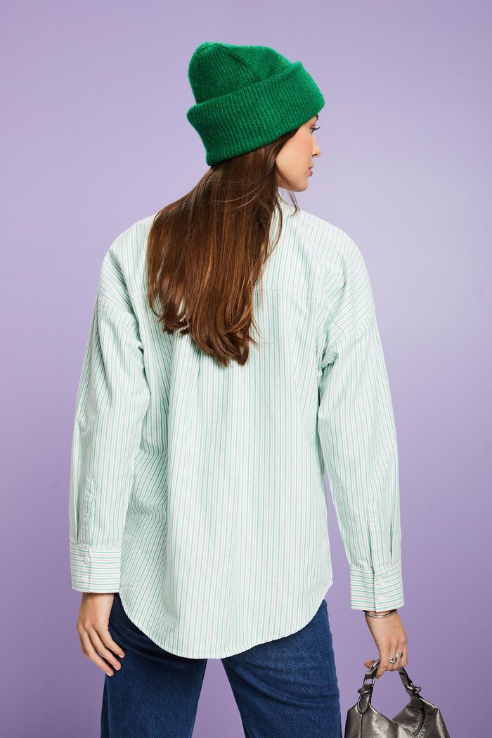 Übergroßes, gestreiftes Baumwollhemd, GREEN, detail image number 2