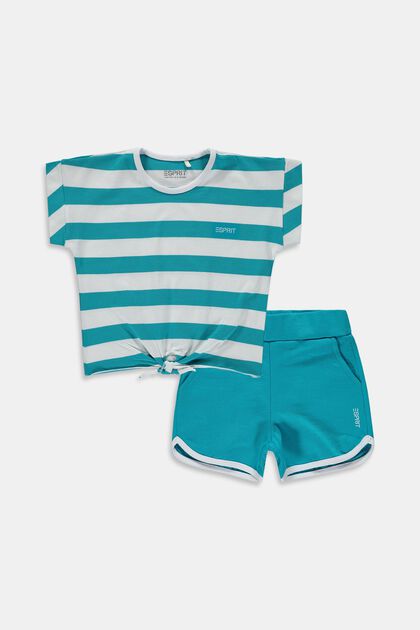 Gemischtes Set: T-Shirt und Shorts, AQUA GREEN, overview