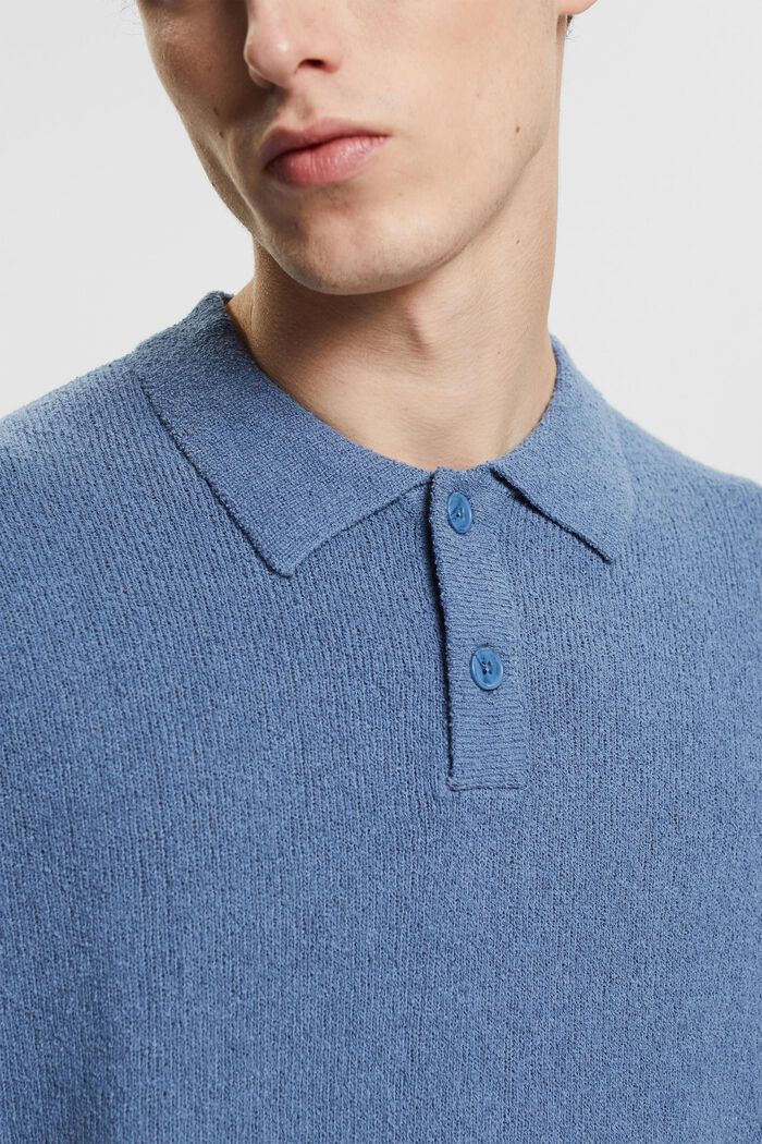 Polo-Shirt in Bouclé-Optik, GREY BLUE, detail image number 3