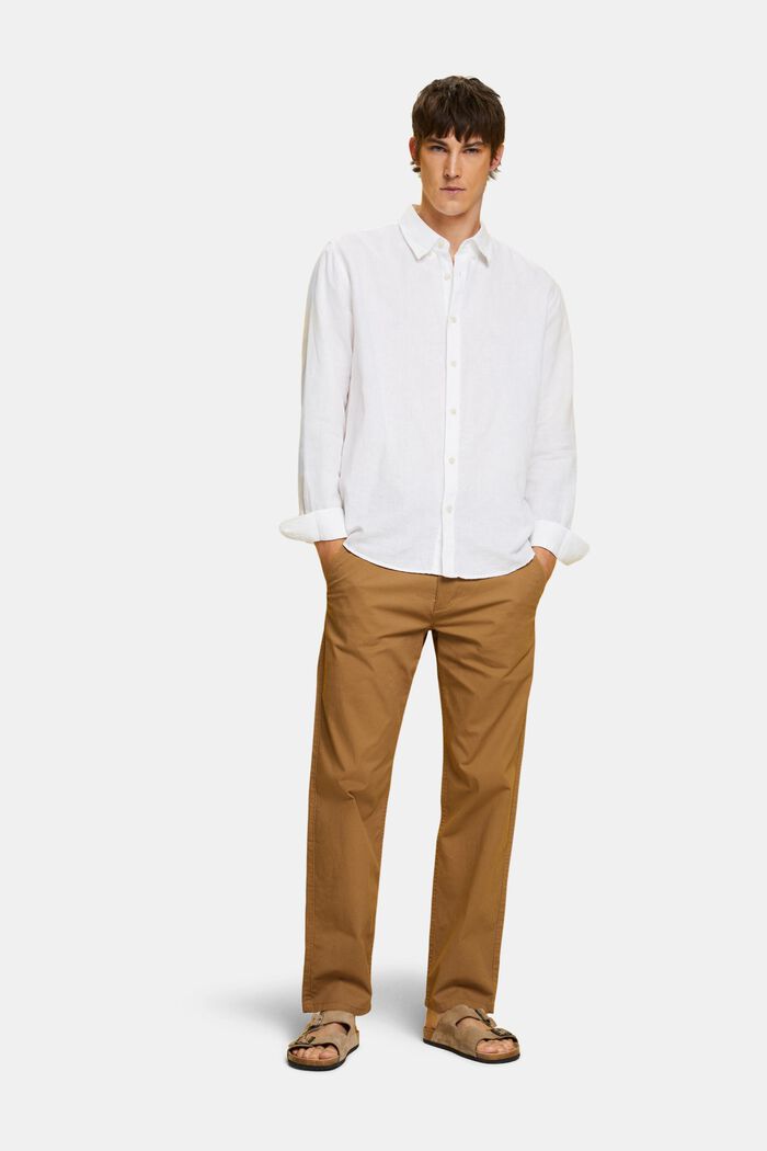 Button-Down-Hemd aus Baumwolle und Leinen, WHITE, detail image number 5