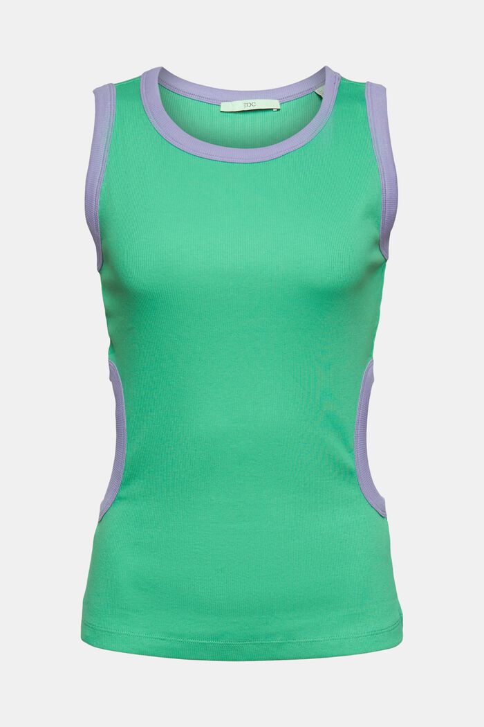Geripptes Tanktop mit Cut-Outs, GREEN, detail image number 6
