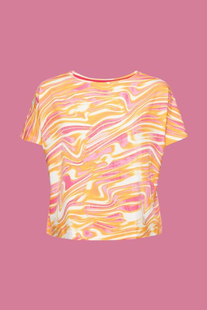 Cropped-T-Shirt mit wellenförmigem Print, PINK, overview