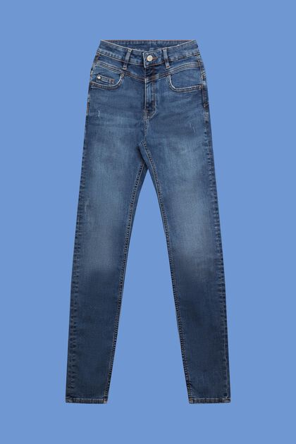 Shaping-Jeans mit hohem Bund, BLUE MEDIUM WASHED, overview