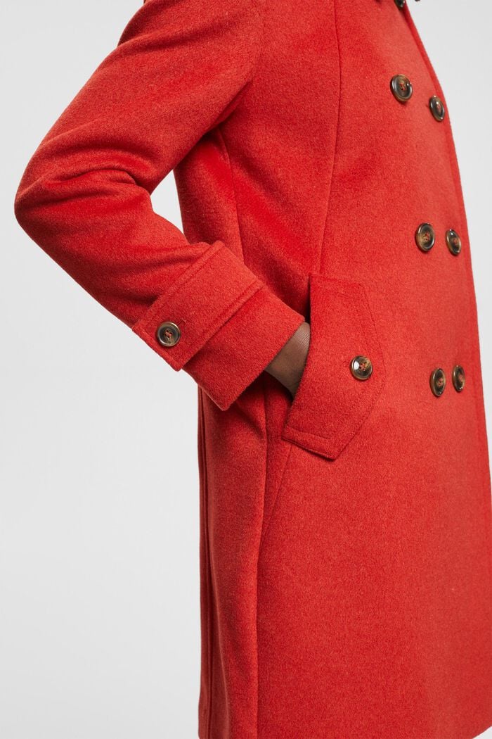 Doppelreihiger Mantel aus Wollmix, ORANGE RED, detail image number 4