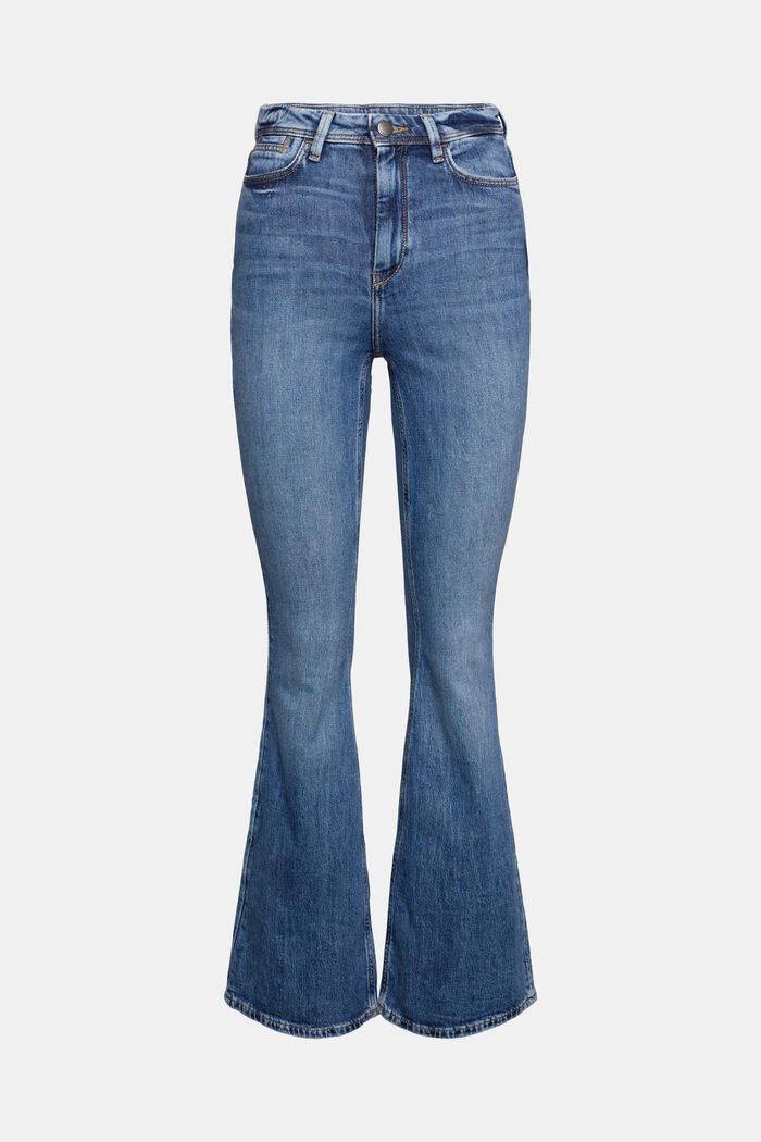 High-Waist-Jeans aus Denim mit ausgestelltem Bein, BLUE DARK WASHED, detail image number 7