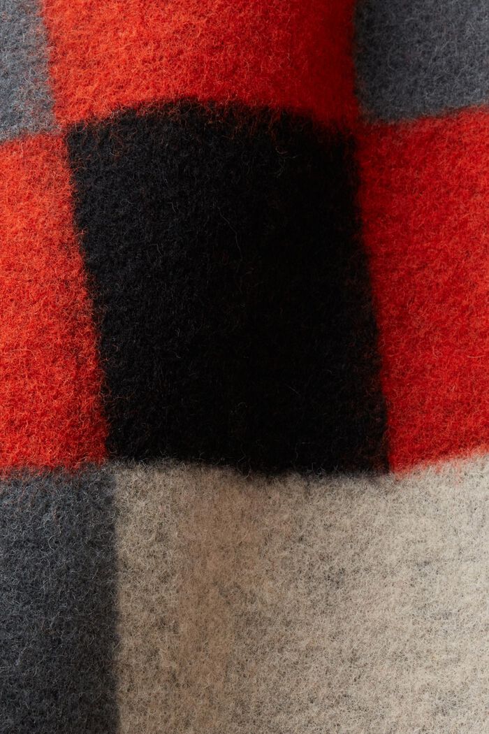 Mantel aus Wollmix mit Color Block-Muster, RED, detail image number 4