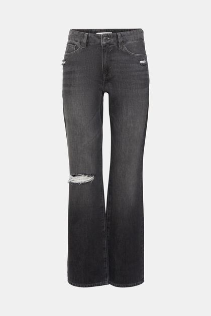 High-Rise-Western-Jeans im Bootcut mit Ripped-Details, GREY MEDIUM WASHED, overview