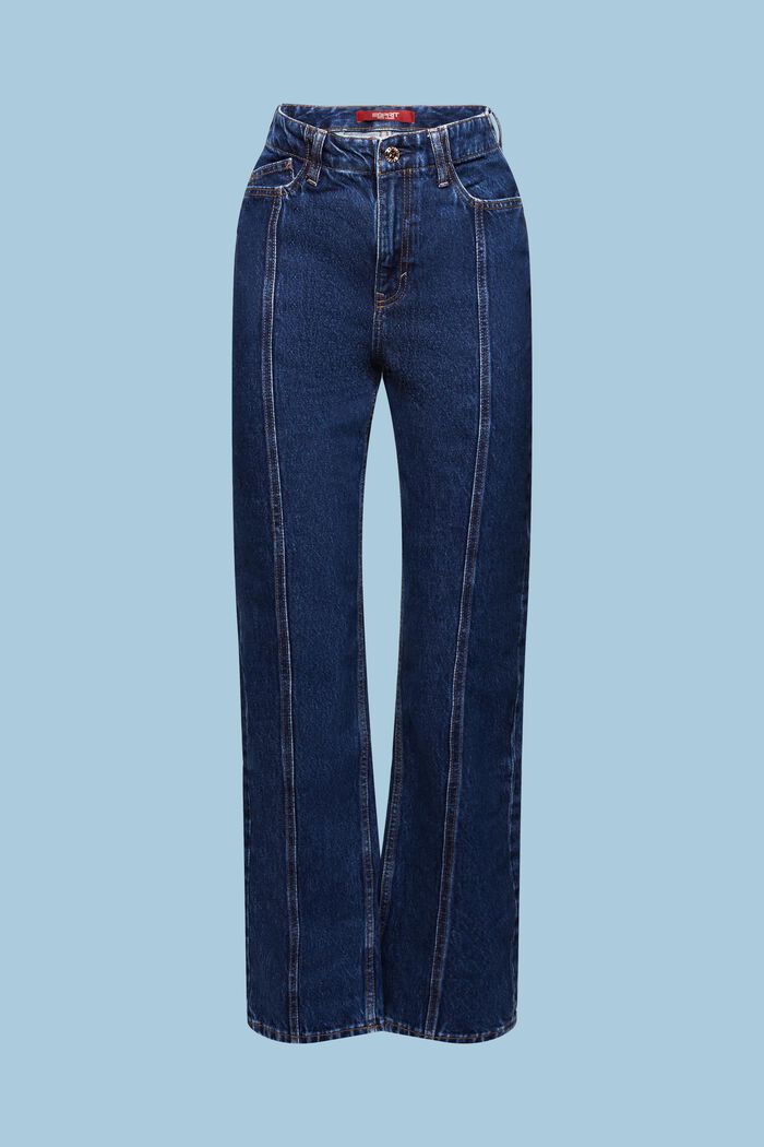 Jeans mit gerader Passform und hohem Bund, BLUE DARK WASHED, detail image number 5
